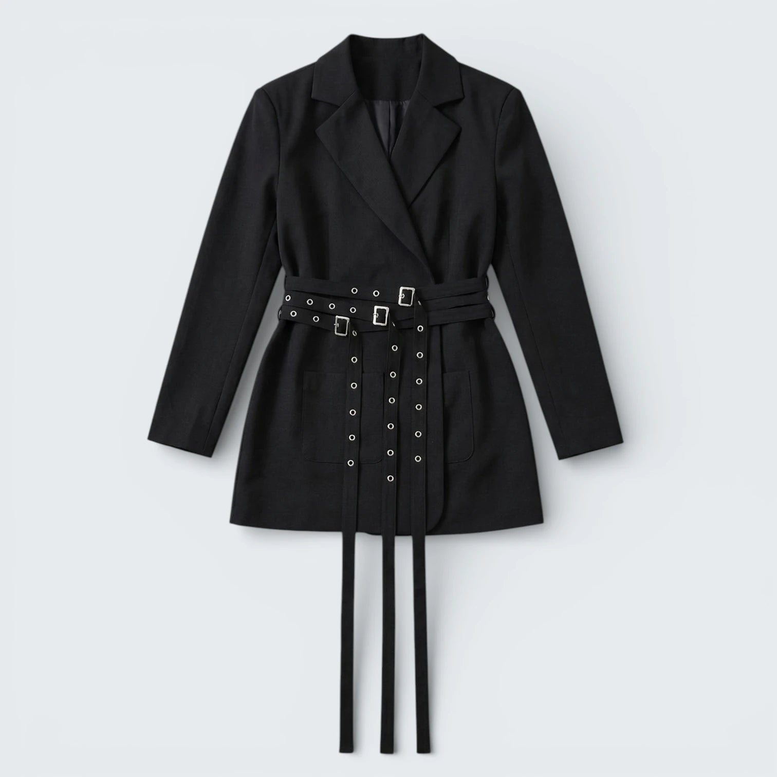 Robe Blazer Structurée à Ceinture Multi-Brides - Robe Veste Chic Style Tailleur