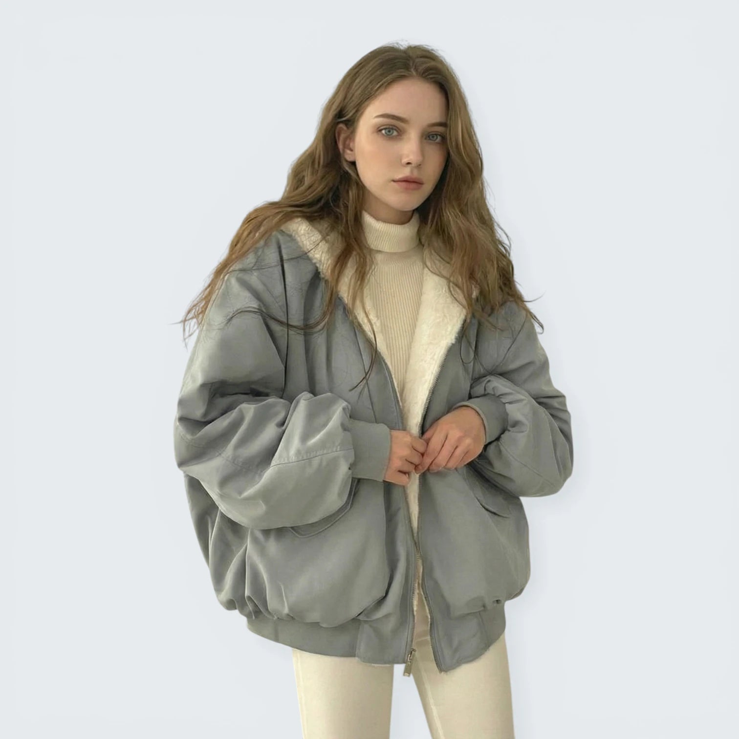 Blouson Bombardier Réversible 2-en-1 - Veste à Capuche en Moumoute et Finition Lisse