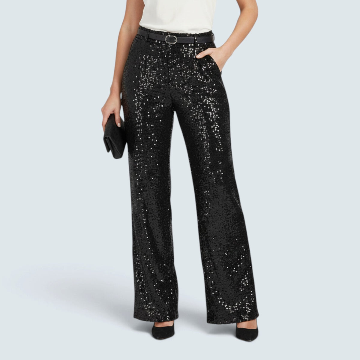 Pantalon Palazzo à Sequins – Design à Jambes Larges