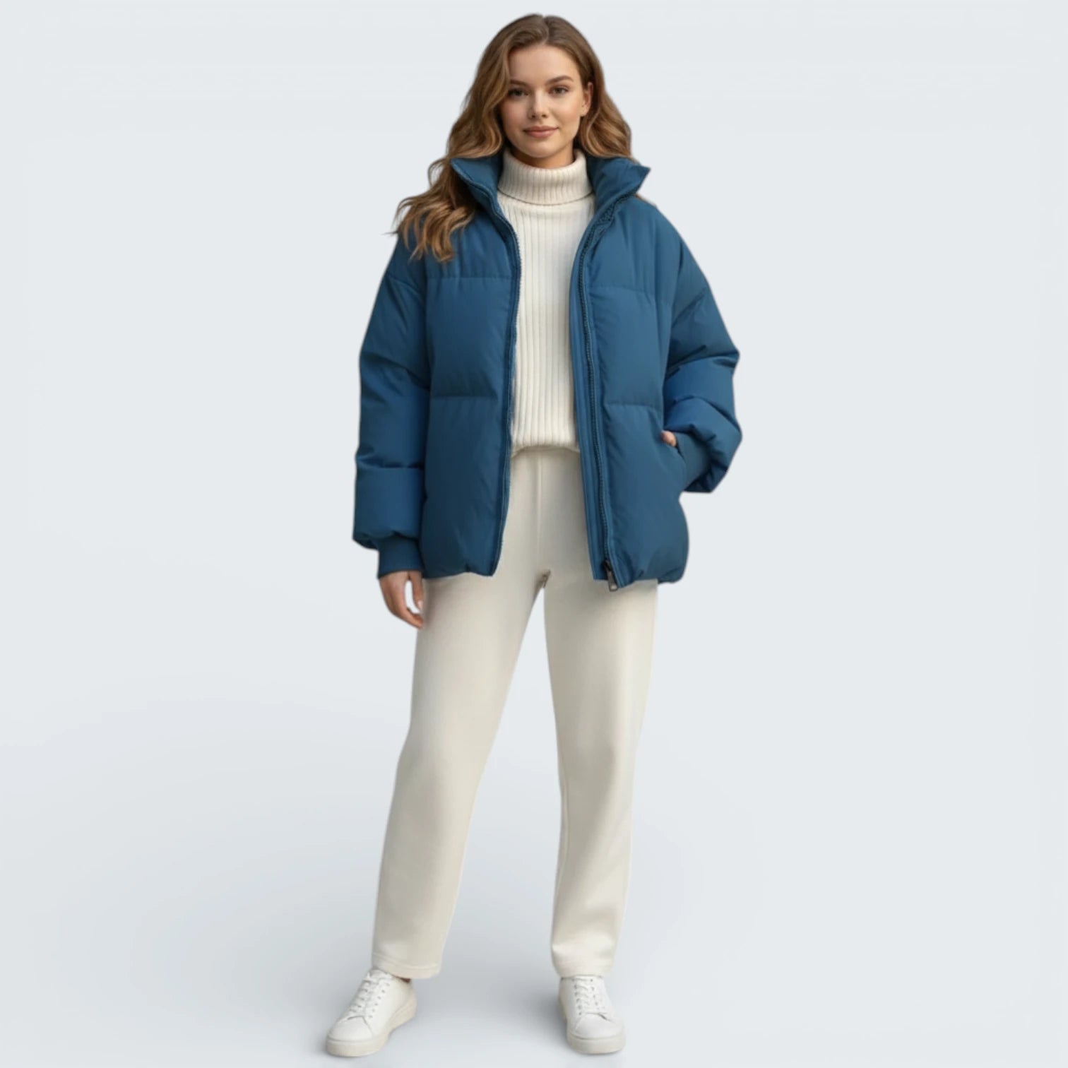 Doudoune Oversize "Cocoon" à Col Montant - Veste Acolchada Minimaliste et Ultra-Légère