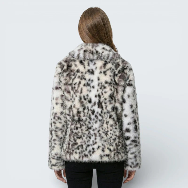 Manteau en Fausse Fourrure à Poils Longs "Fluffy" - Veste Élégante à Revers et Motif Animalier