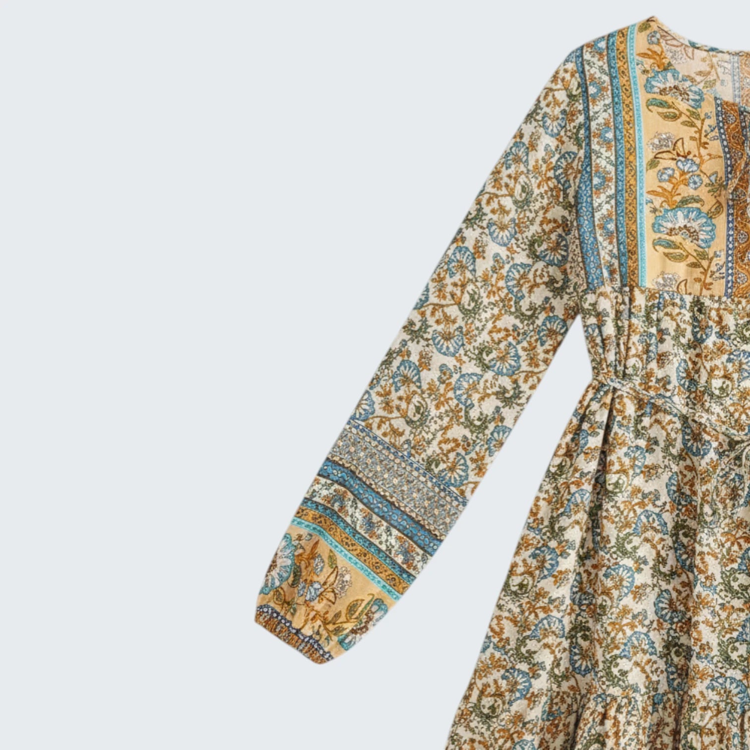 Robe Midi Fleurie Style Boho Chic - Robe Fluide à Manches Longues et Taille Élastique