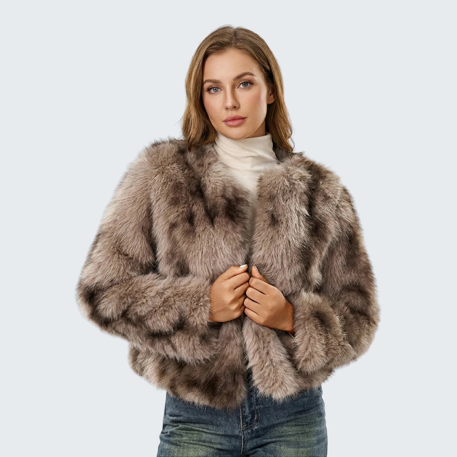 Veste en Fausse Fourrure Premium "Effet Renard" - Blouson Court de Luxe Volumineux
