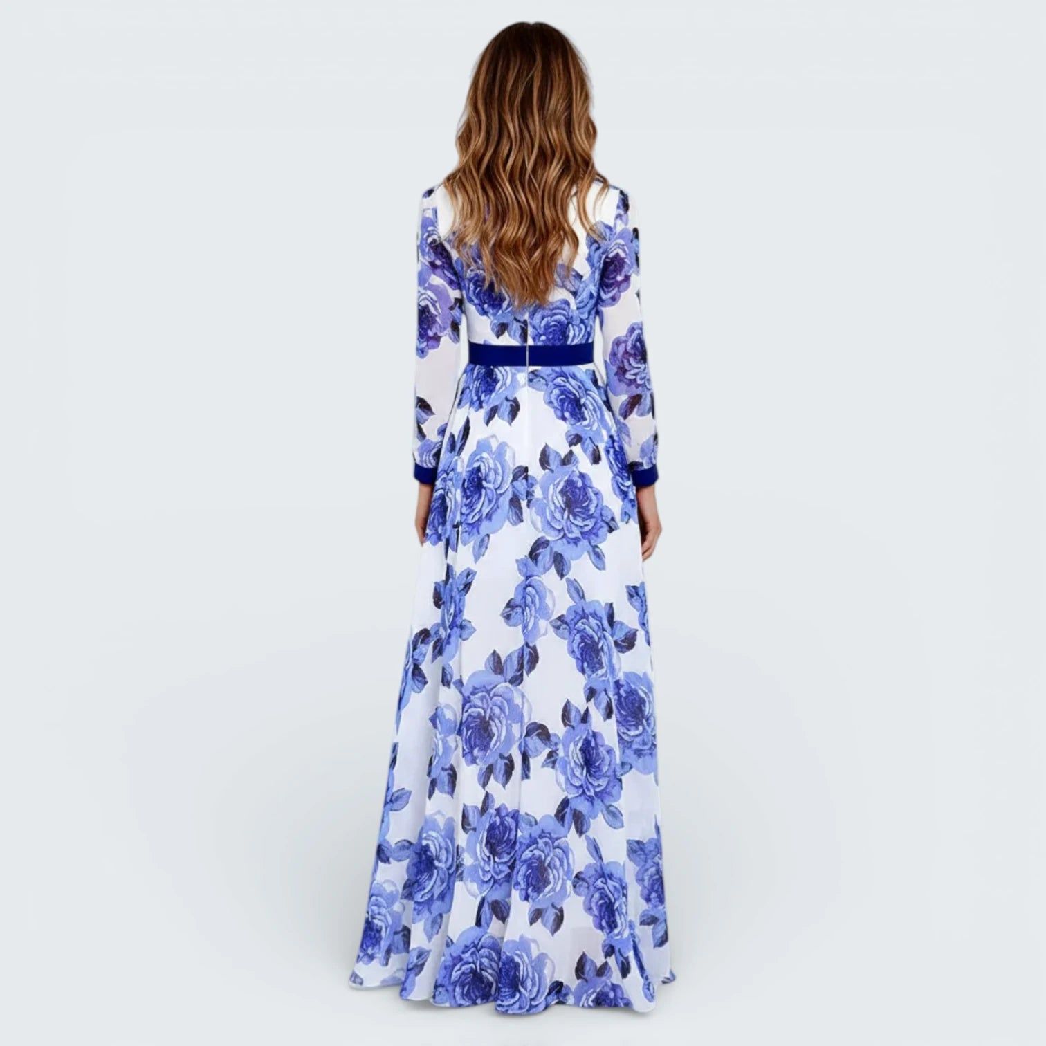 Robe Maxi Fleurie à l'Esprit Méditerranéen - Robe Longue Fluide avec Décolleté en V
