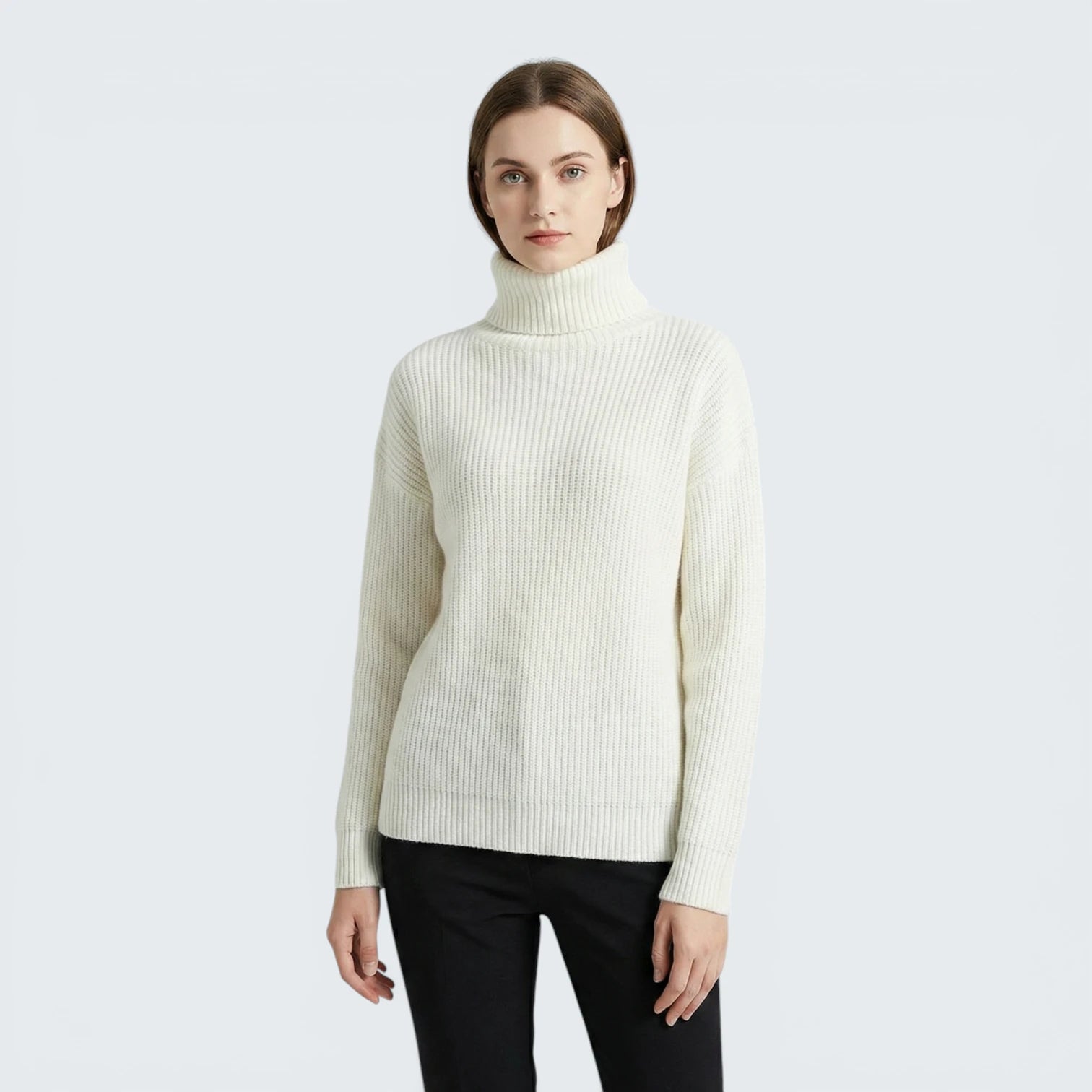Pull Basique à Col Roulé en Maille Fine - Tricot Premium Coupe Ajustée
