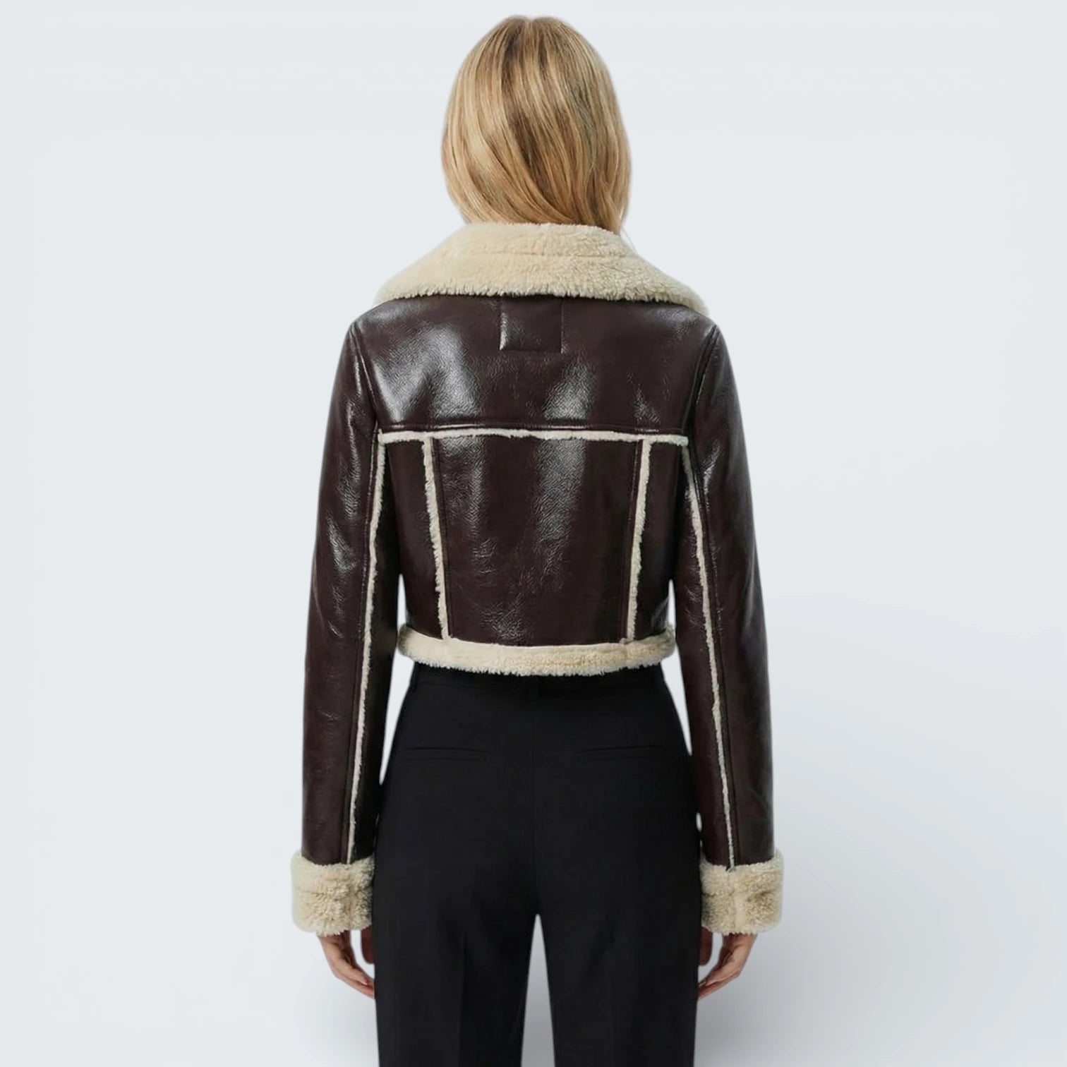 Veste Aviateur Cropped "Double Face" - Blouson d'Hiver Trendy avec Moumoute