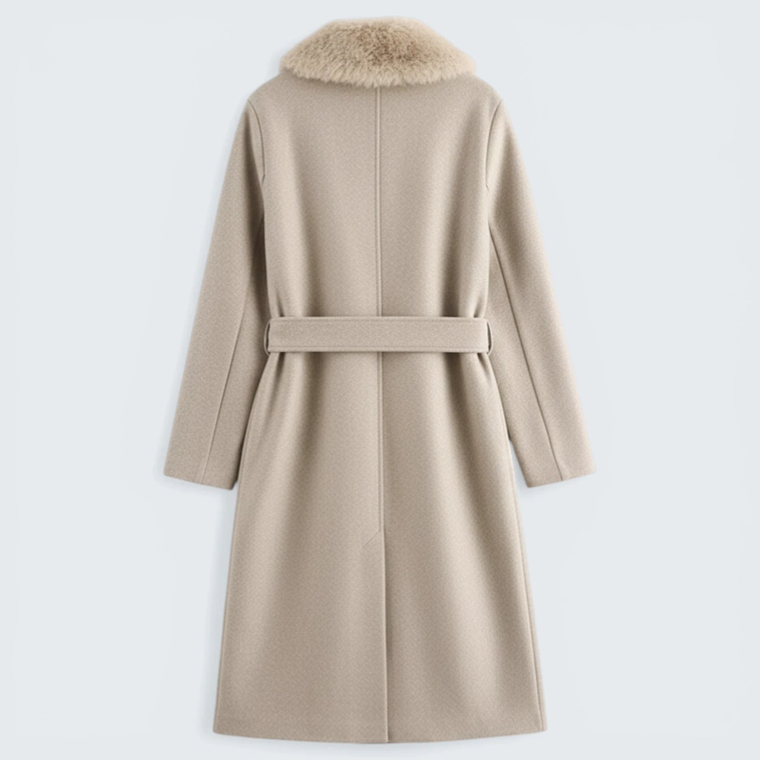 Manteau Long Élégant Effet Laine - Veste Chic avec Col en Fourrure Synthétique