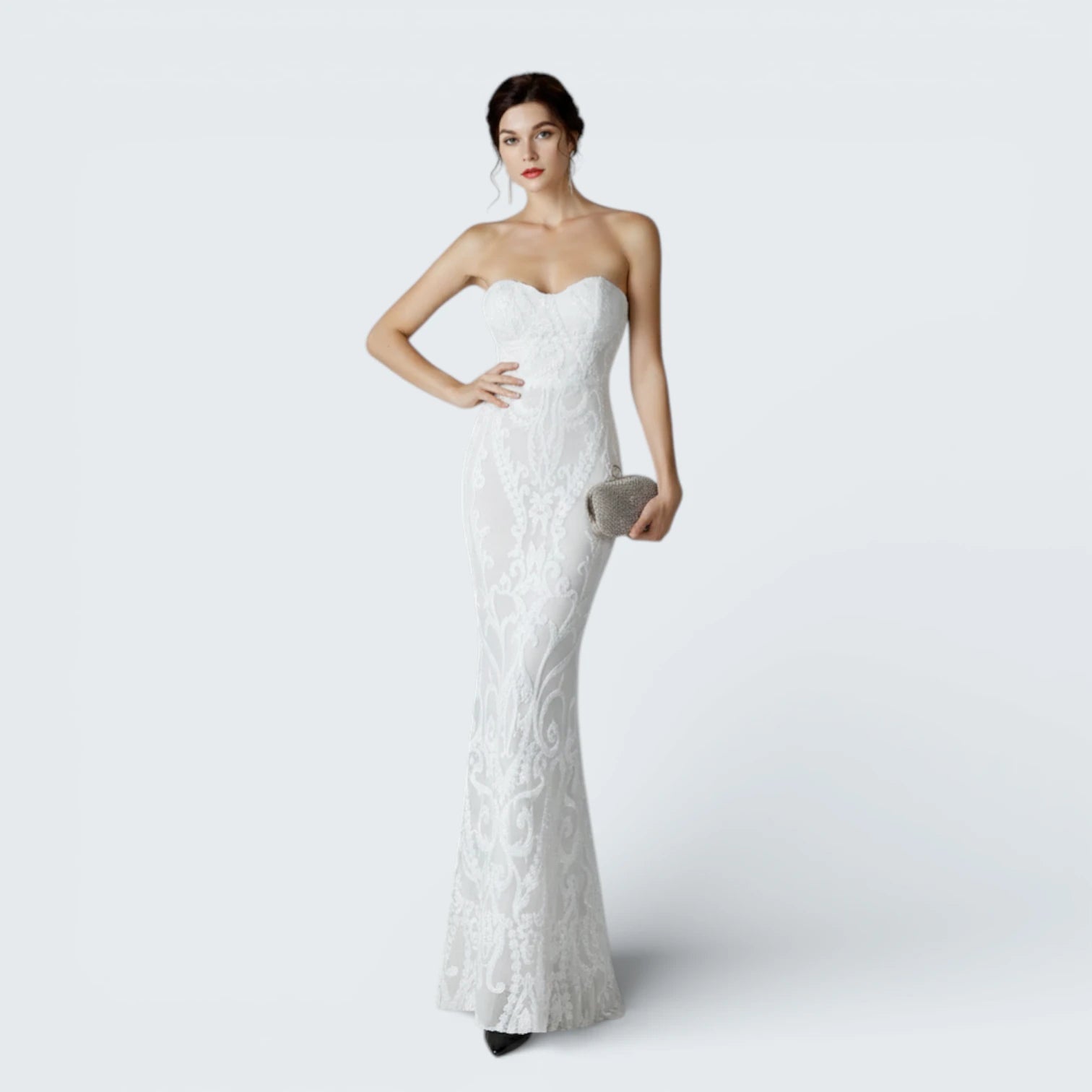 Robe de Gala Sirène à Paillettes - Robe de Soirée de Luxe avec Décolleté Cœur