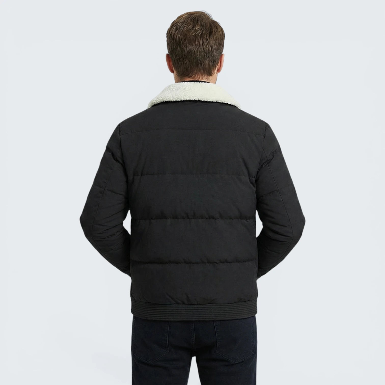 Blouson Bomber Rembourré "Aviateur" – Col Amovible en Peau de Mouton Synthétique