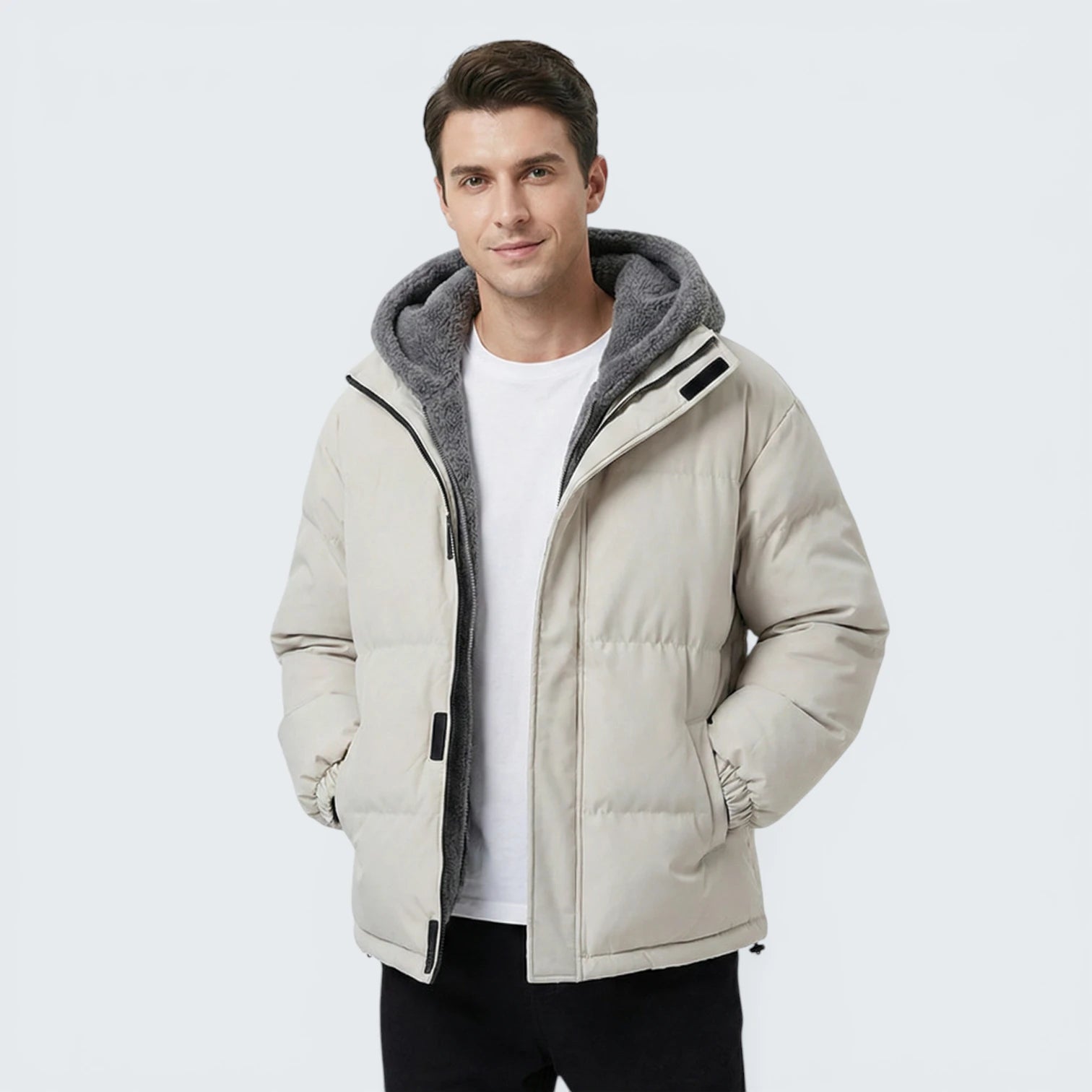 Doudoune de Mi-Saison Effet 2-en-1 – Look Layering avec Capuche Sweat Intégrée