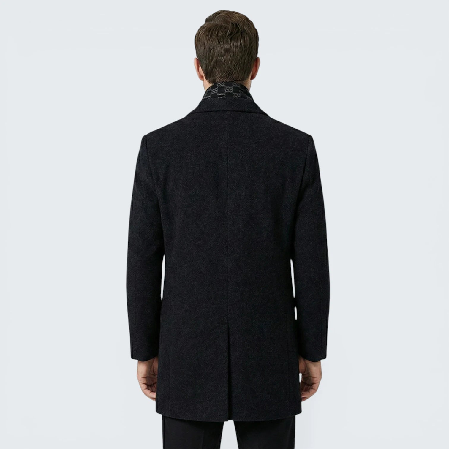 Manteau Exécutif en Laine Supérieure – Doublure Velours de Vison au Col et Corps