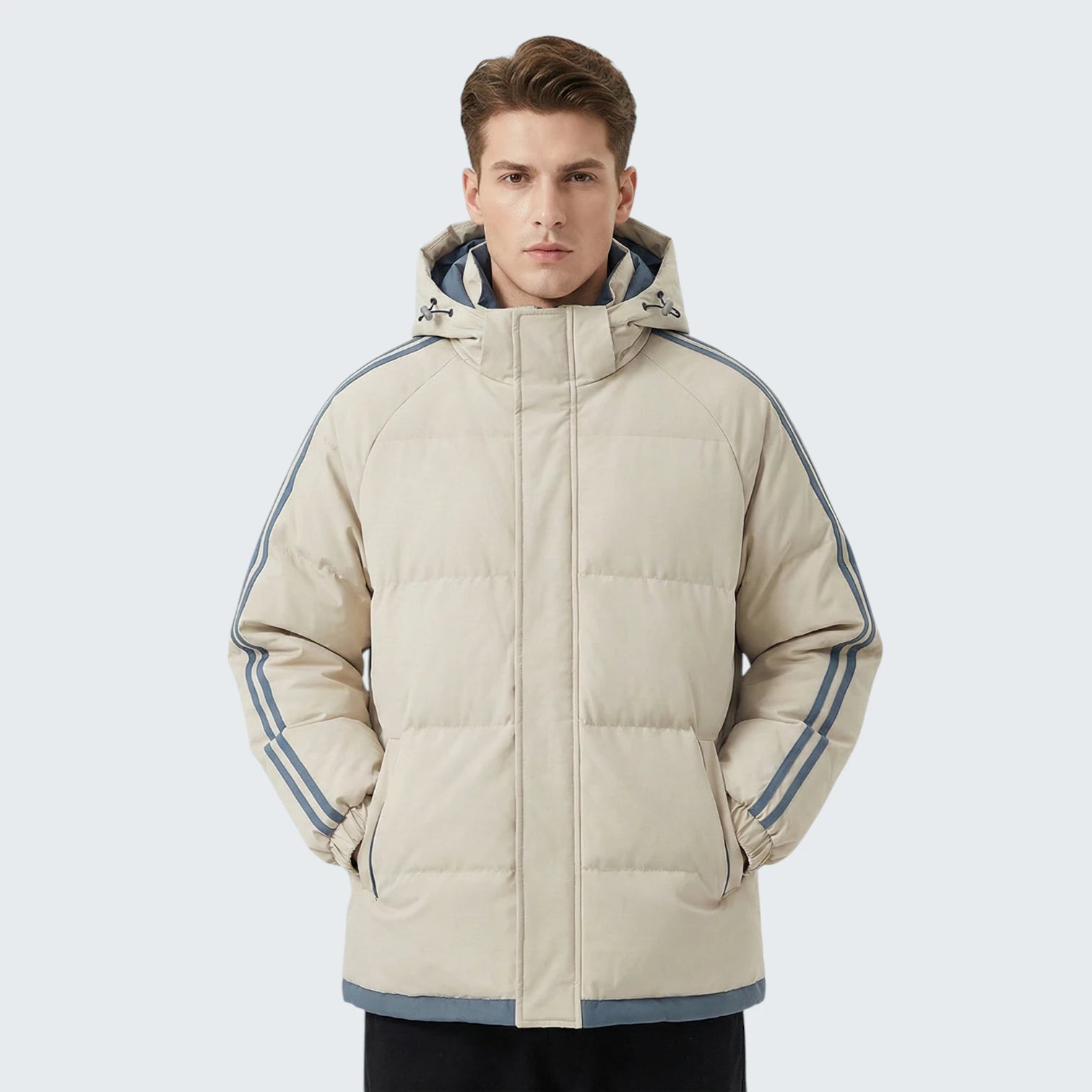 Doudoune de Mi-Saison Retro Stripes – Coupe-Vent Sportif à Capuche
