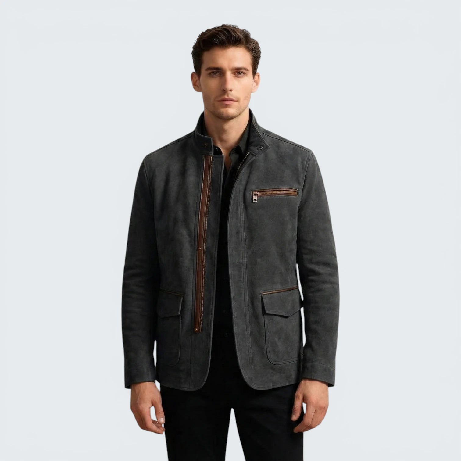 Veste en Suédine Premium "Heritage" – Coupe Slim et Détails Finition Cuir