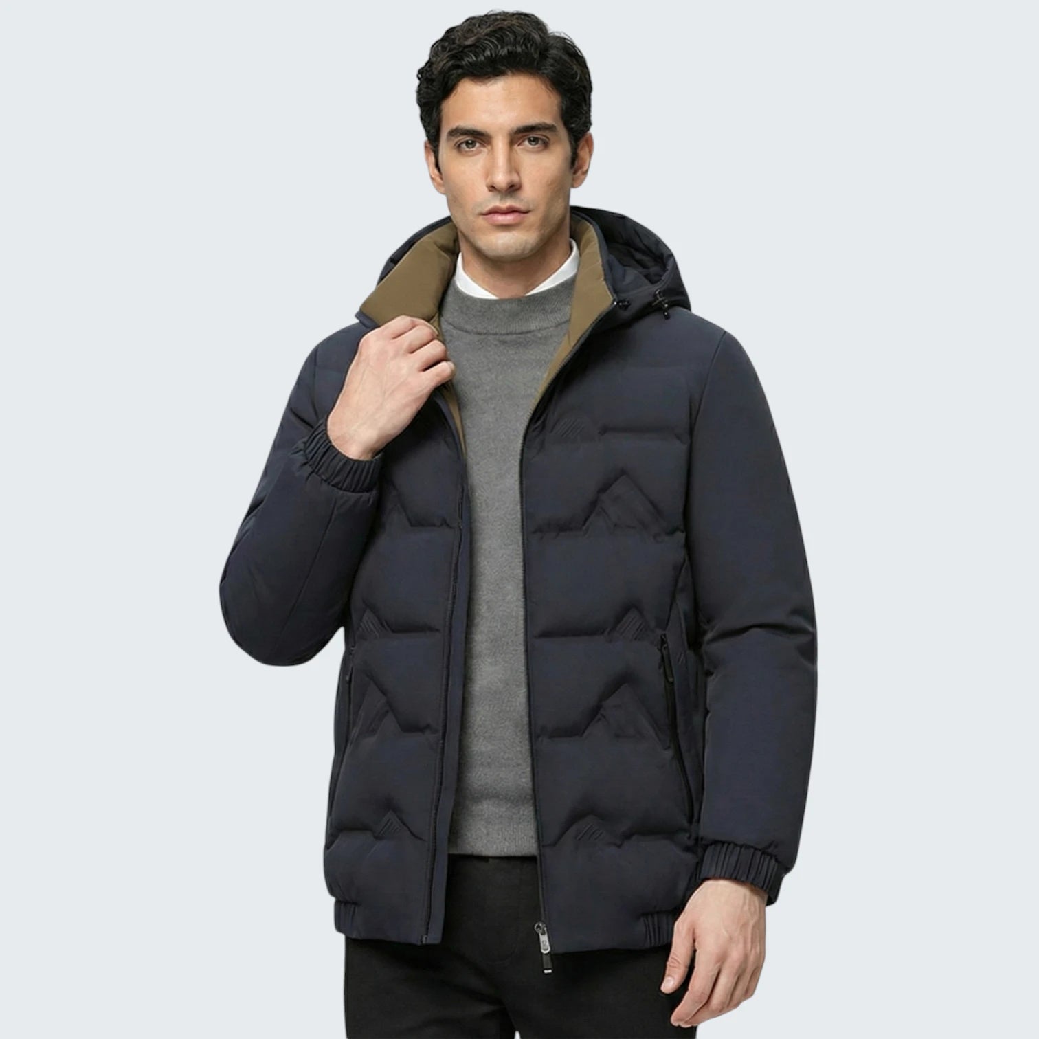 Blouson Business Casual Géométrique – Veste de Mi-Saison à Col Montant