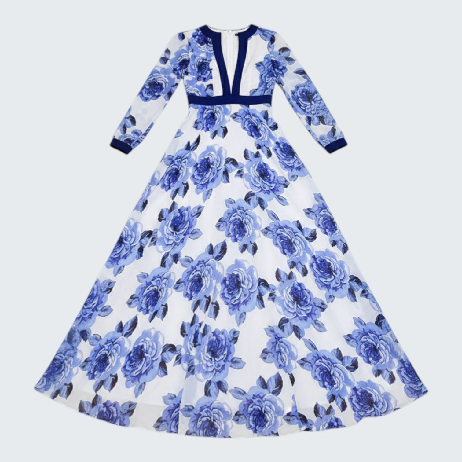 Robe Maxi Fleurie à l'Esprit Méditerranéen - Robe Longue Fluide avec Décolleté en V