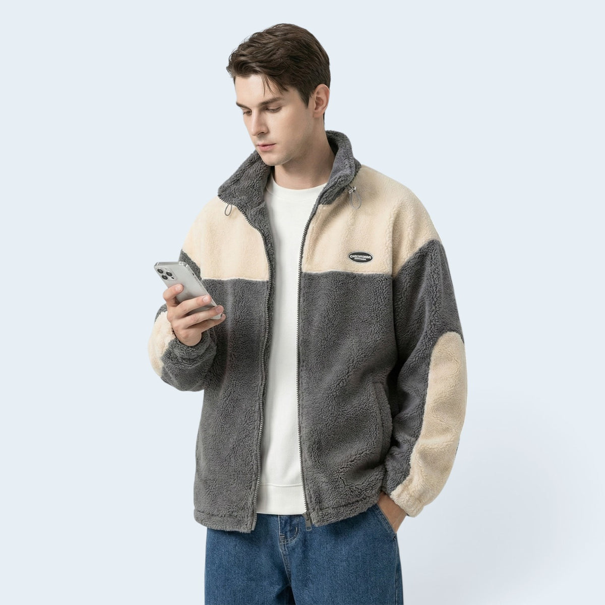 Pull Homme en Maille Patchwork – Style Rétro et Coupe Décontractée