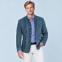 Veste bleue portée de face
