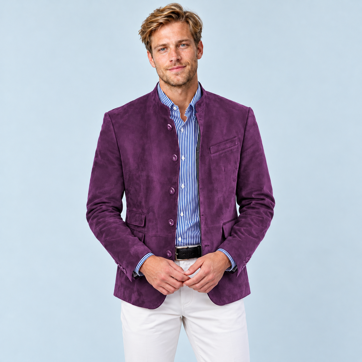 Veste violette portée de face