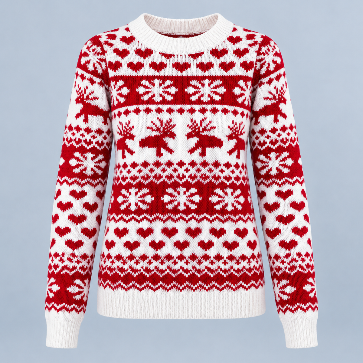 Pull de Noël blanc et rouge seul de face