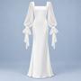 Robe blanche, vue de face sans mannequin