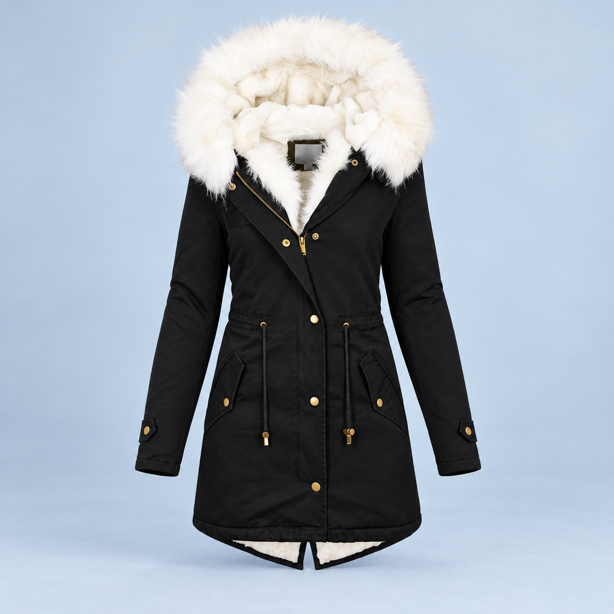 Parka noire sans mannequin de face