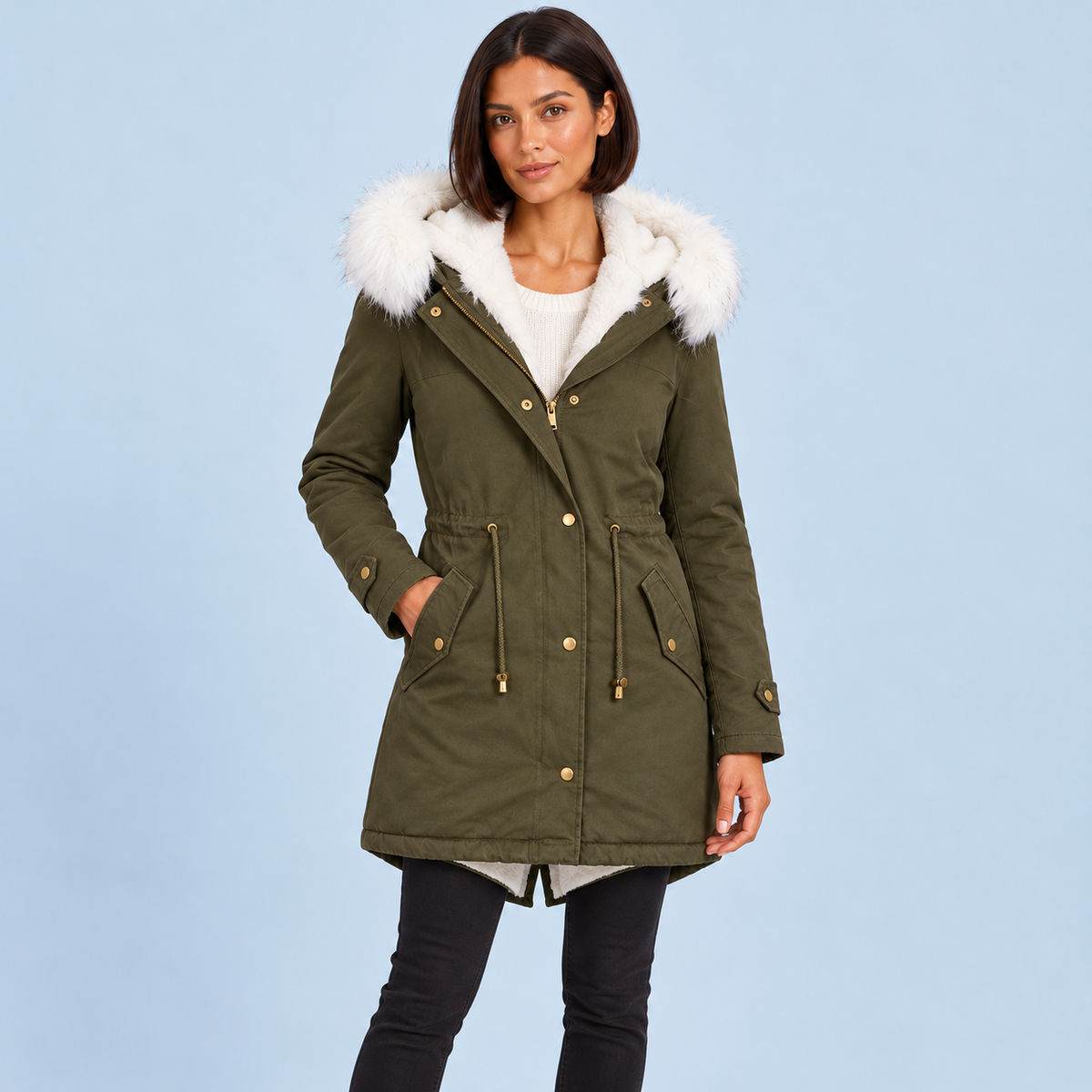 Parka verte portée de face