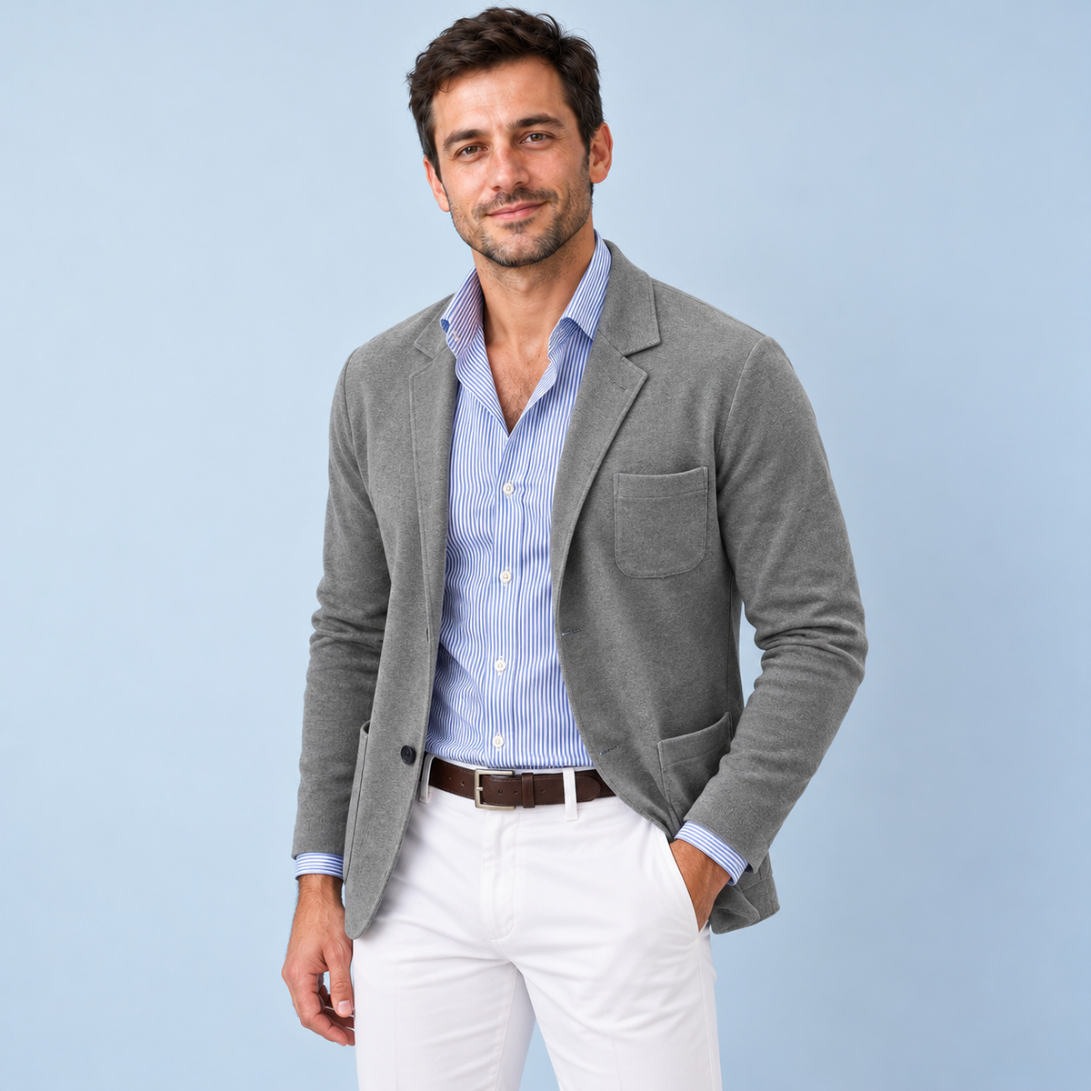 Blazer gris de trois quarts