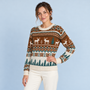 Pull de Noël marron vue trois quarts