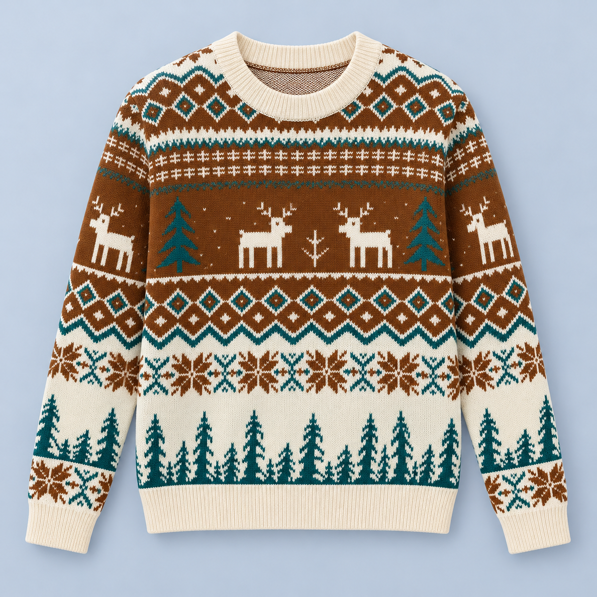 Pull de Noël marron seul de face