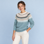 Pull nordique bleu vue trois quarts