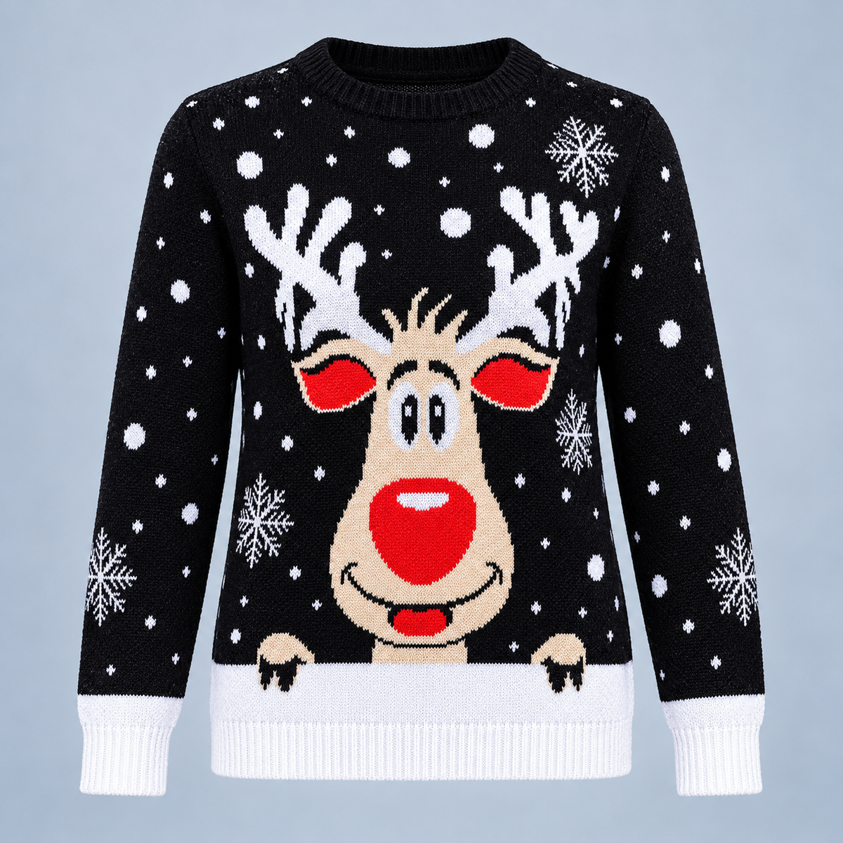Pull de Noël noir seul de face