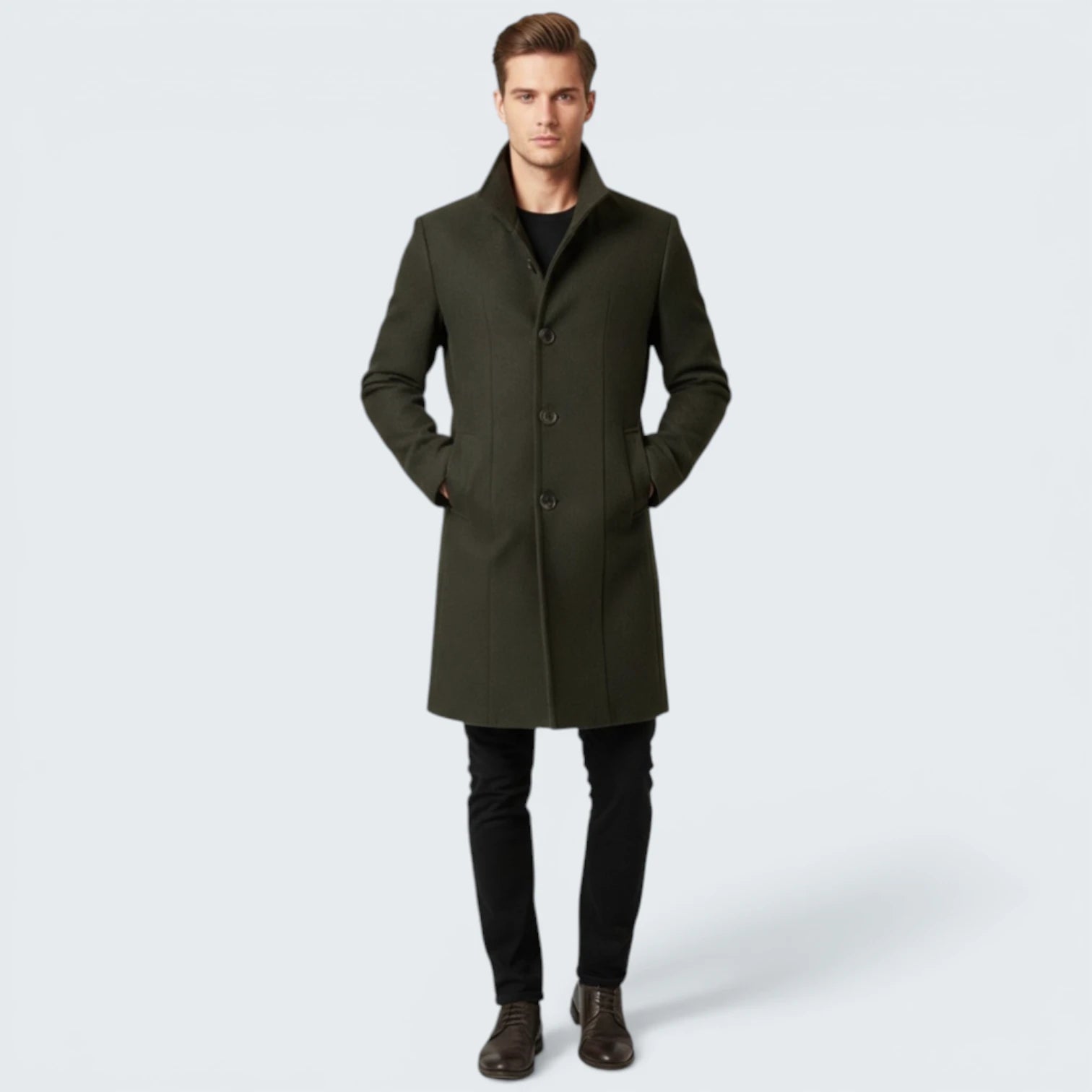 Manteau en Laine Cambridge – Coupe Droite et Style Urbain Chic