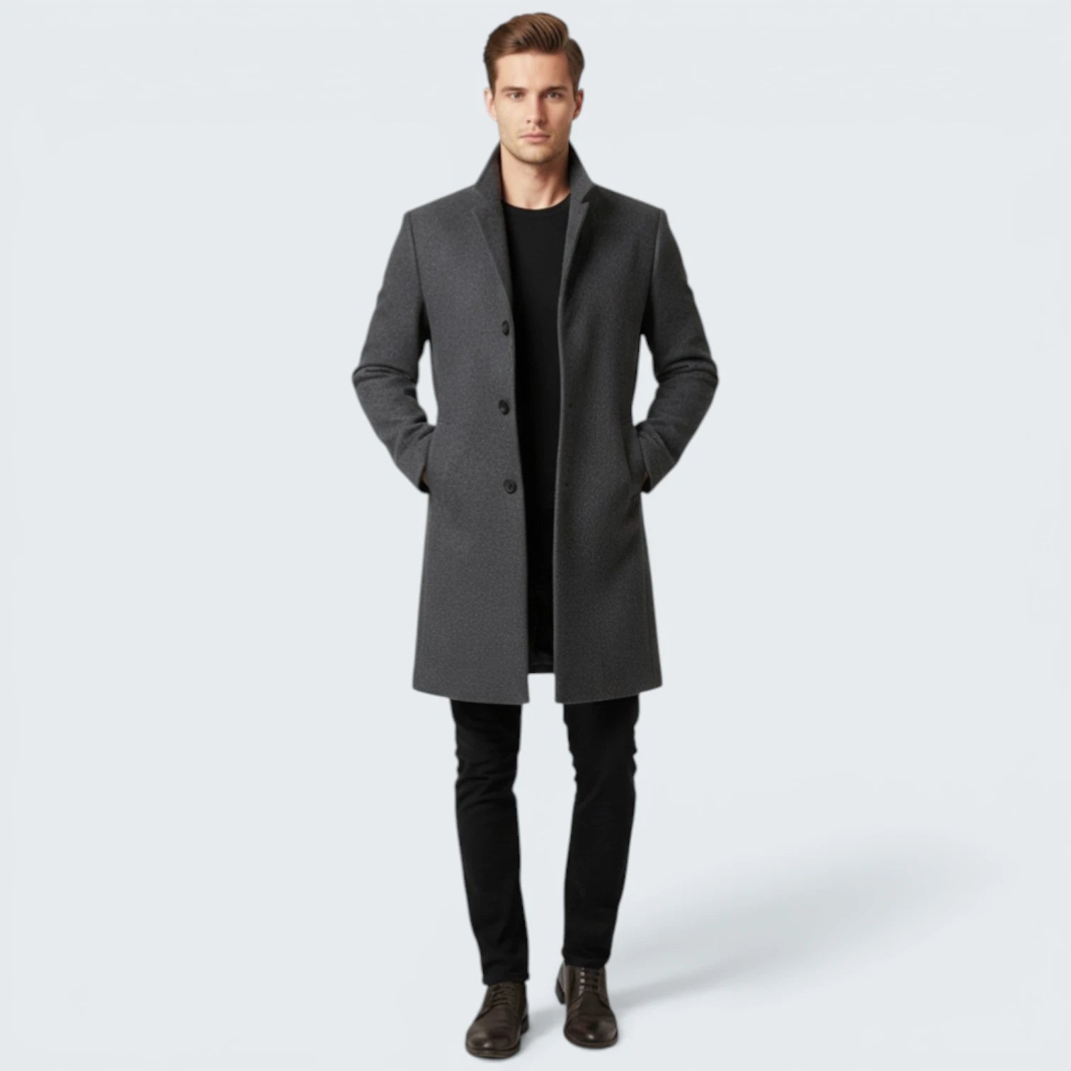 Manteau en Laine Cambridge – Coupe Droite et Style Urbain Chic