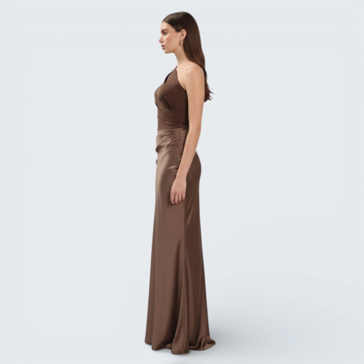 Robe Longue Satinée Asymétrique - Robe de Soirée Chic pour Invitée de Mariage
