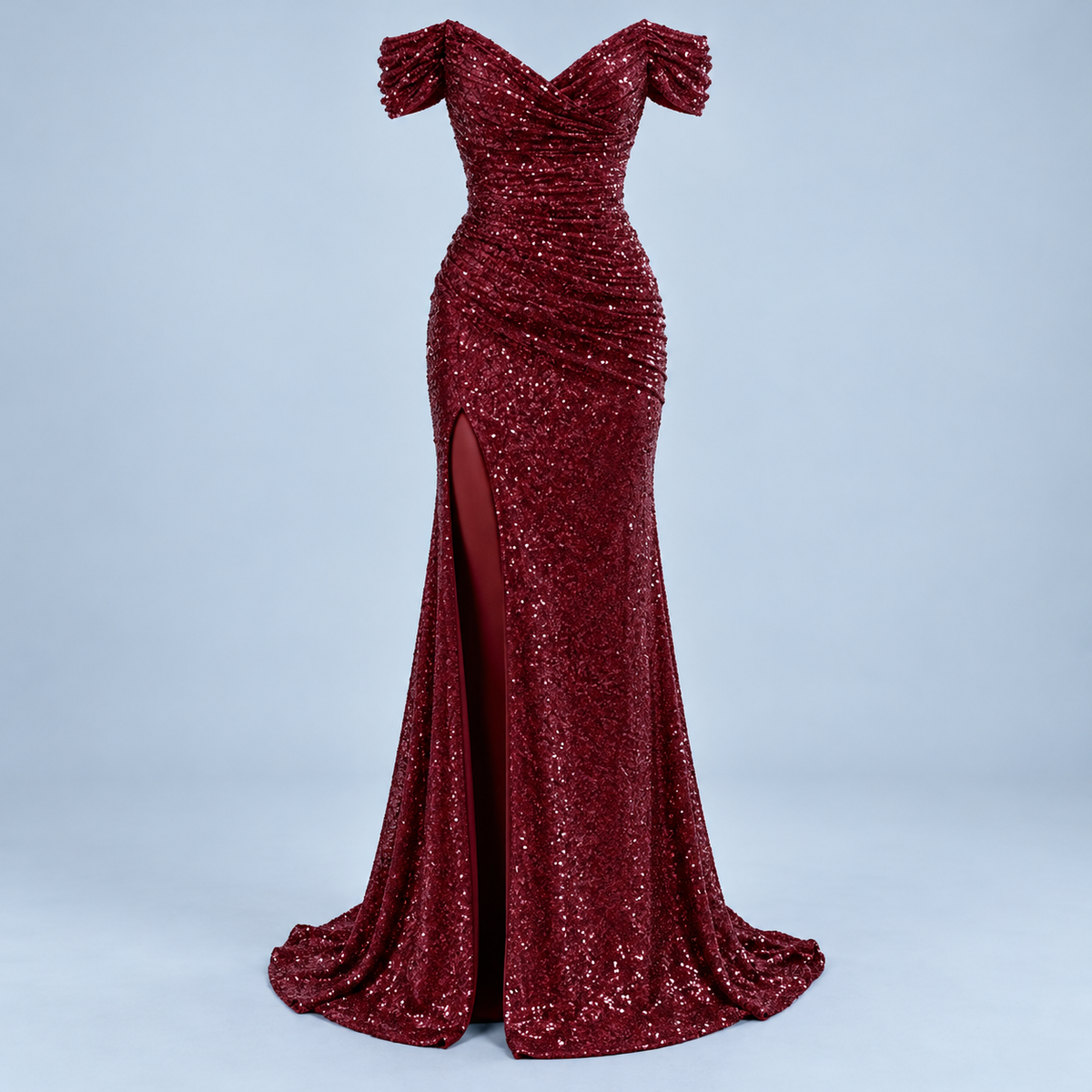 Robe bordeaux seule de face