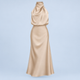 Robe satinée beige seule de face