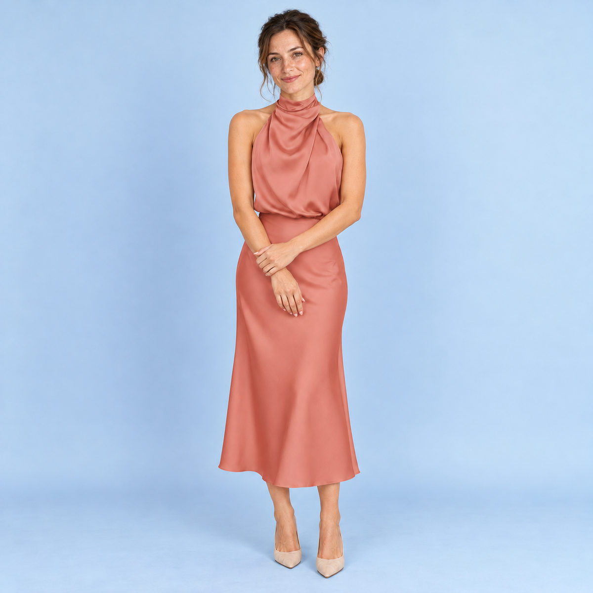 Robe pêche portée de face