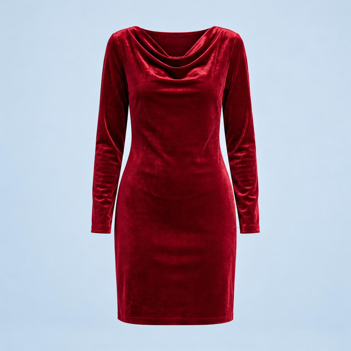 Robe rouge en velours, vue de face sans mannequin