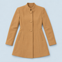 Blazer long femme à col montant — camel — plat-face