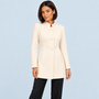 Blazer long femme à col montant — creme — face