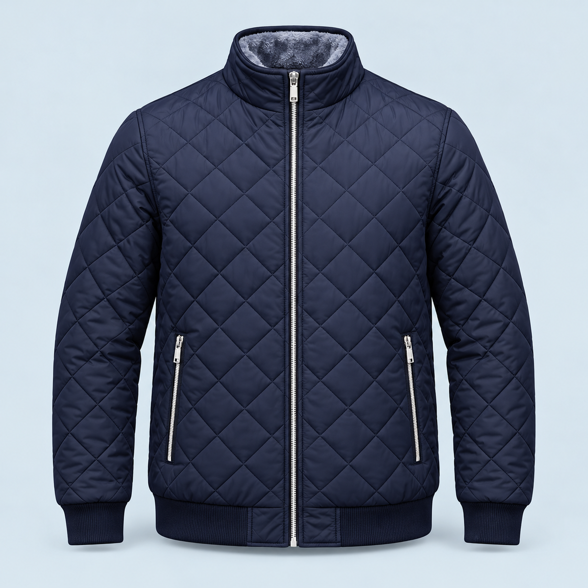 Blouson matelassé bleu marine — face sans mannequin