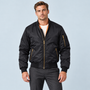 Blouson bomber homme à doublure matelassée — Noir — vue de face avec modèle