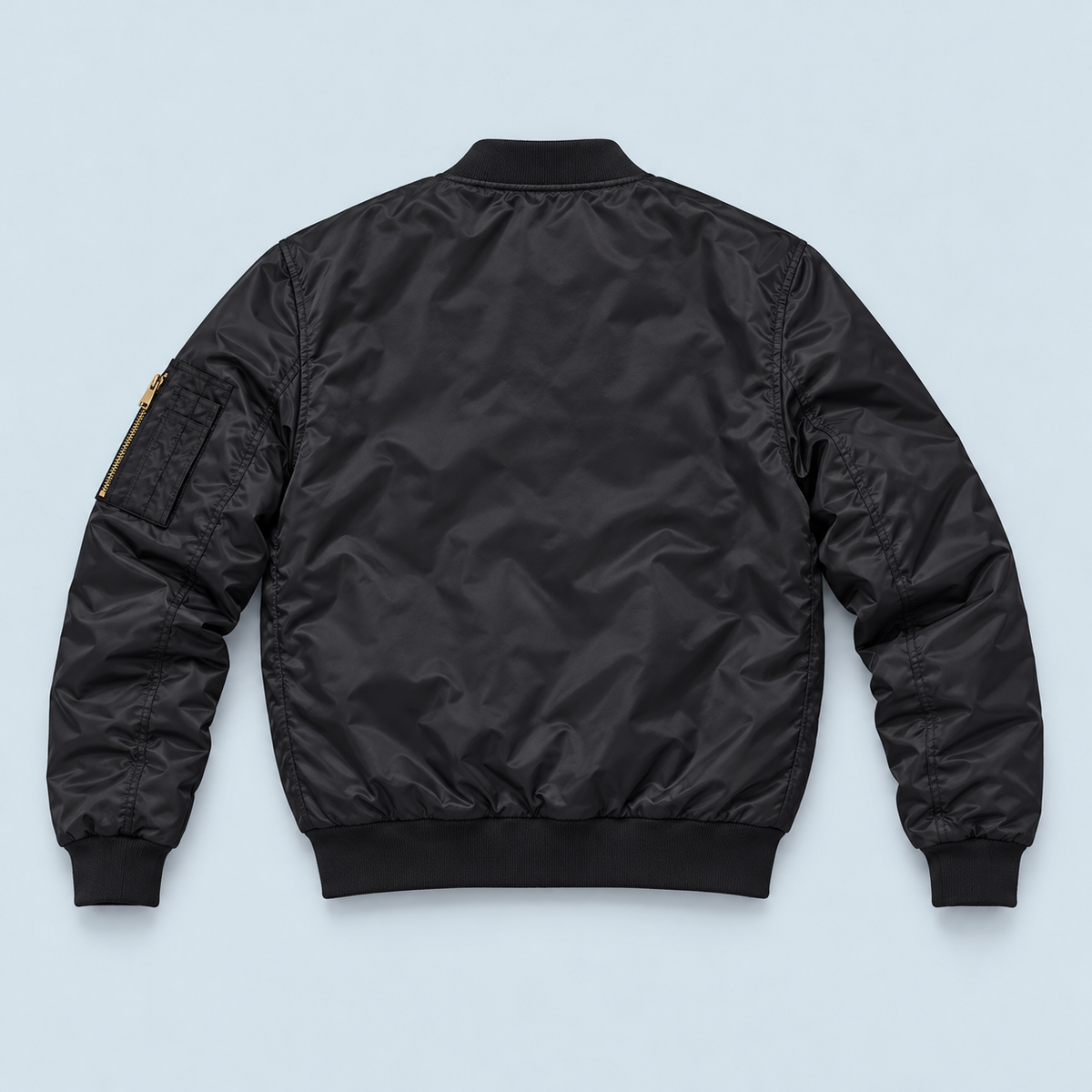 Blouson bomber homme à doublure matelassée — Noir — vue de dos à plat — dos reconstitué à vérifier