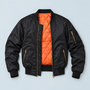 Blouson bomber homme à doublure matelassée — Noir — vue de face à plat