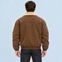 Blouson bomber homme doublé à col teddy — marron-fonce — dos