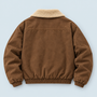 Blouson bomber homme doublé à col teddy — marron-fonce — plat-dos