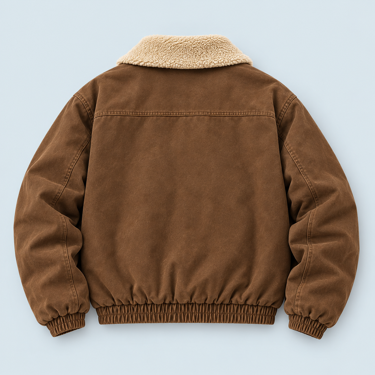 Blouson bomber homme doublé à col teddy — marron-fonce — plat-dos