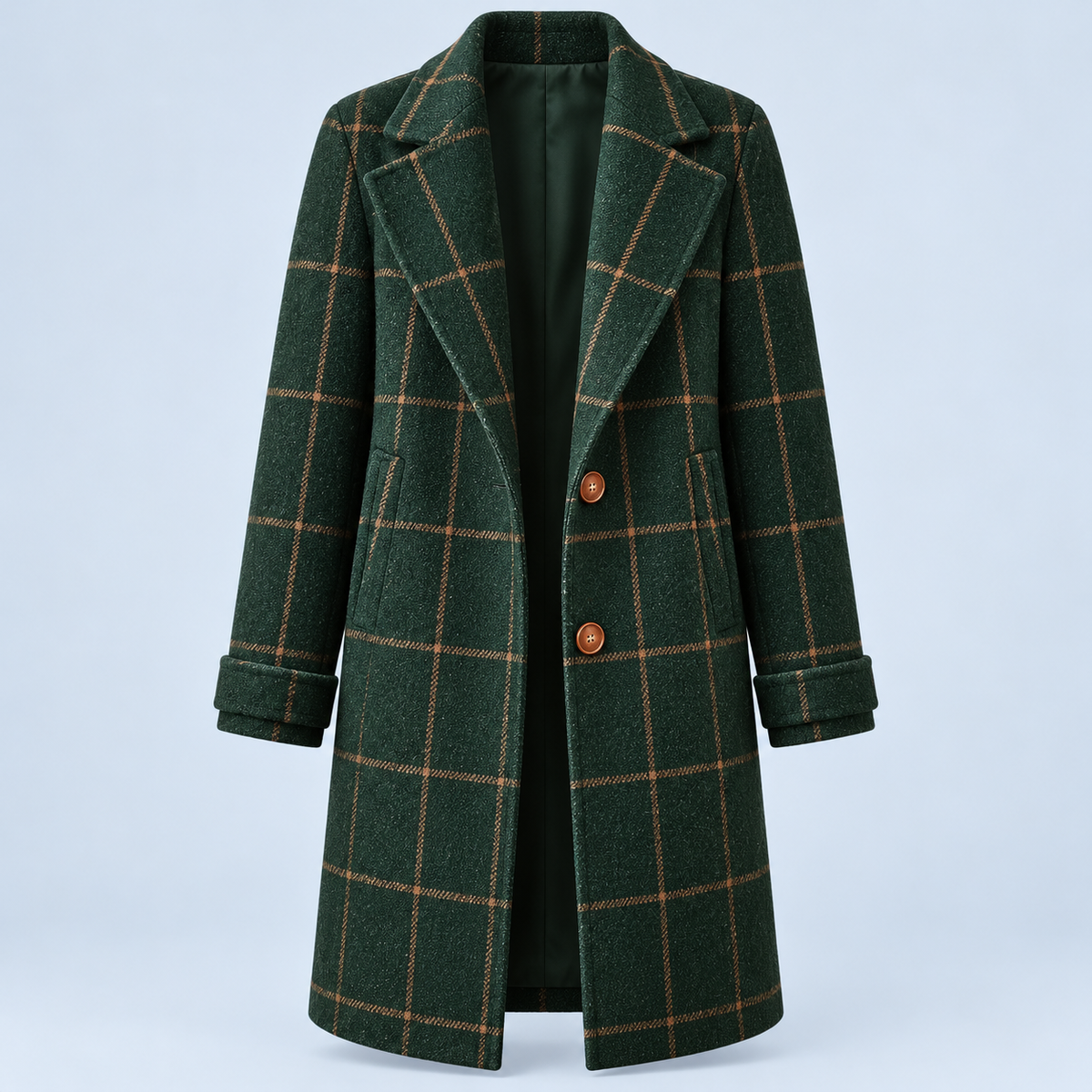Manteau vert à carreaux — produit seul