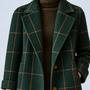 Manteau vert à carreaux — détail du col