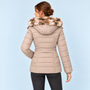 Doudoune femme cintrée à capuche — beige — vue dos